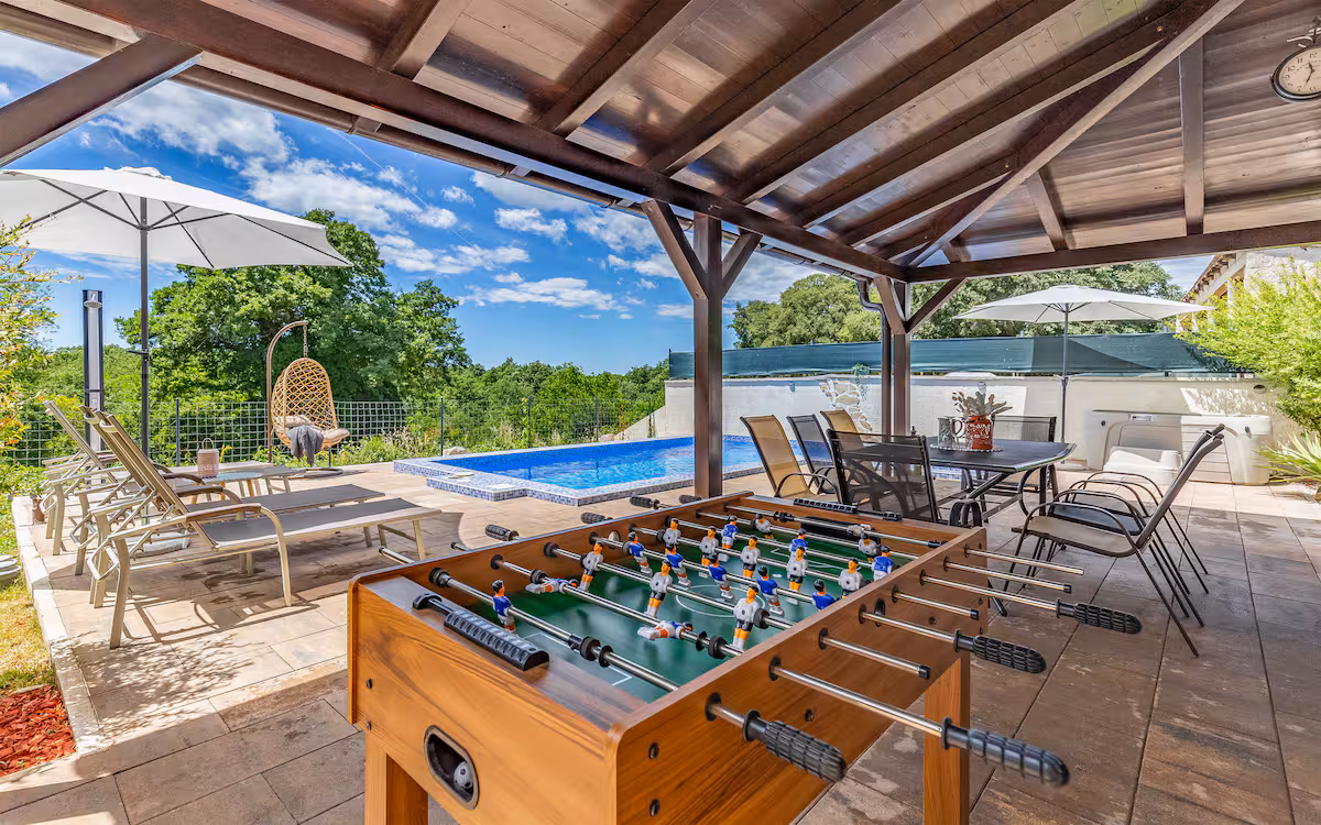 Covered terrace with table football